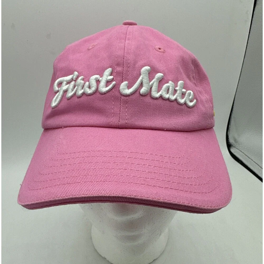 First Mate Boating Fishing Baseball Cap Hat Anchor West Marine Pink Adjustable - Picture 2 of 14